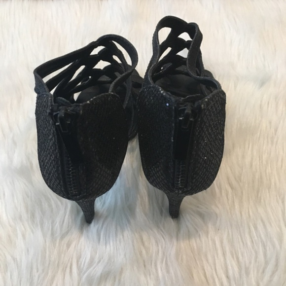 Aldo black sparkle peep toe zippered heels - Picture 2 of 8